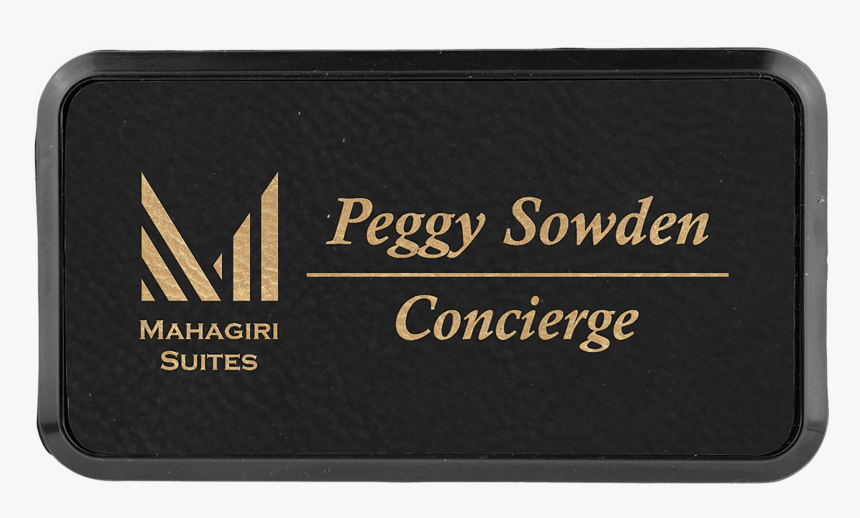 Black & Gold Leatherette Round Corner Name Badge With - Wallet, HD Png Download