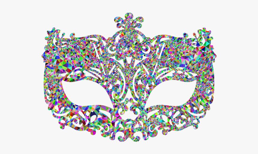 Low Poly Prismatic Carnival Mask - Transparent Background Transparent Masquerade Mask, HD Png Download