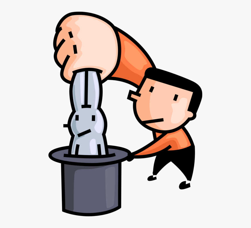 Vector Illustration Of Magician Pulls Small Mammal - Rabbit Out Of A Hat, HD Png Download