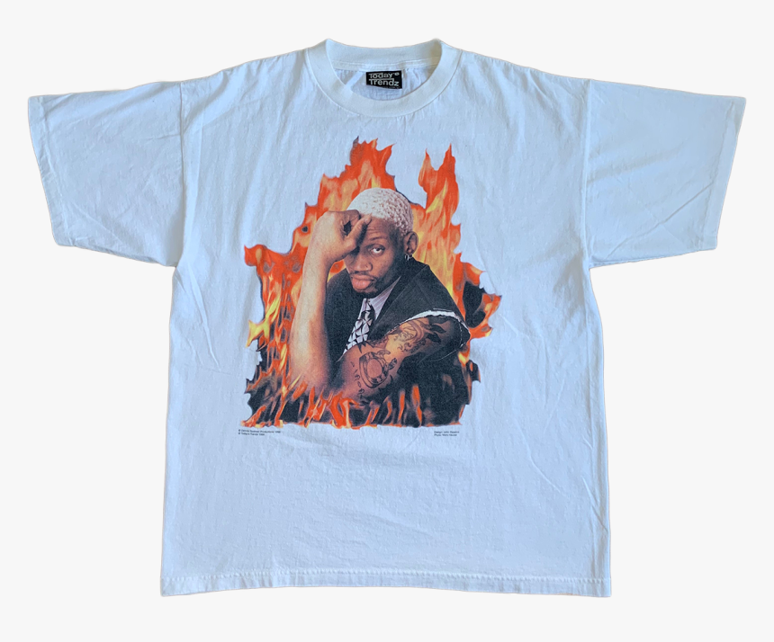 1996 Dennis Rodman Fire T-shirt, HD Png Download
