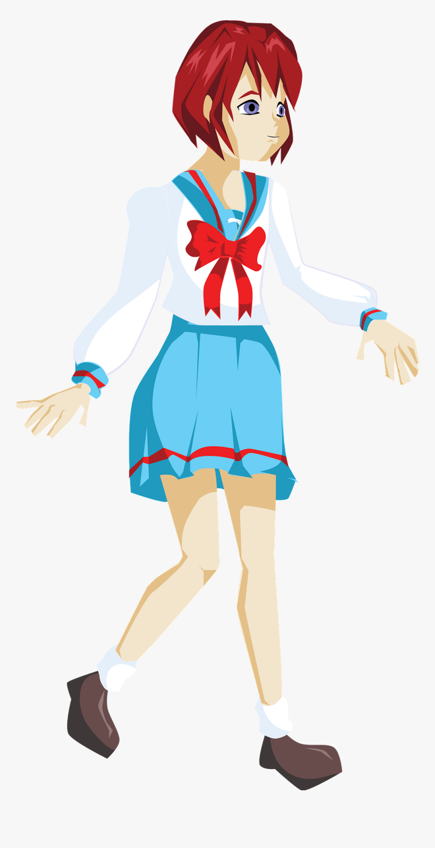 Anime School Girl Clipart, HD Png Download