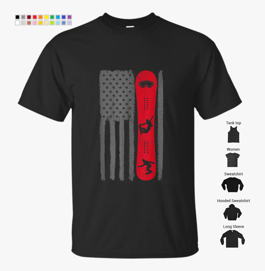 Usa Flag Snowboarding Snowboarder Distressed T-shirt - T-shirt, HD Png Download