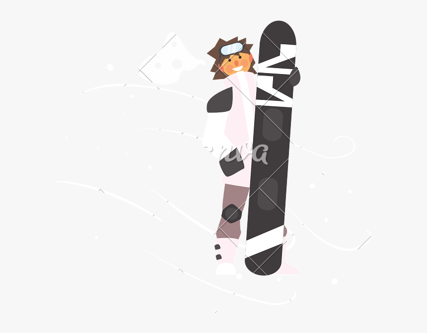 Boy Wearing Goggles Holding Snowboard - Sport D Hiver Humour, HD Png Download