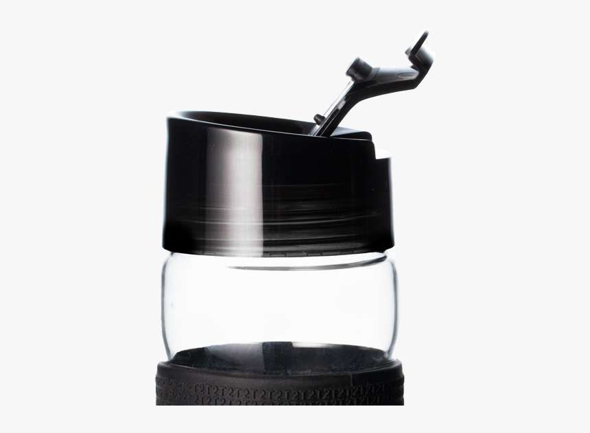 T2 Iced Tea Bottle Black - Glass Infuser Bottle With Black Rubber Grip, HD Png Download