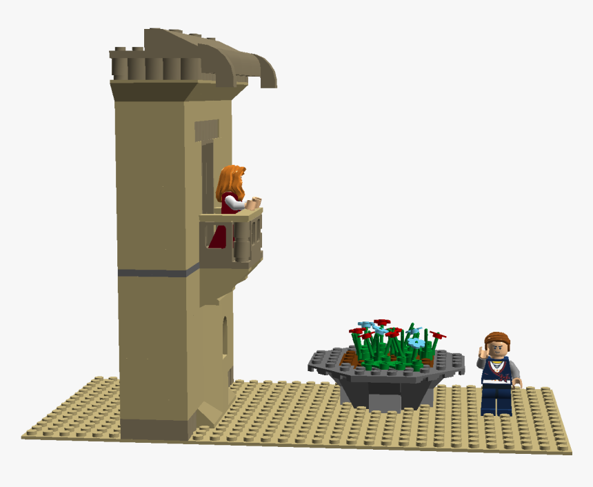 Juliet Drawing Balcony - Romeo And Juliet Balcony Scene Lego, HD Png Download