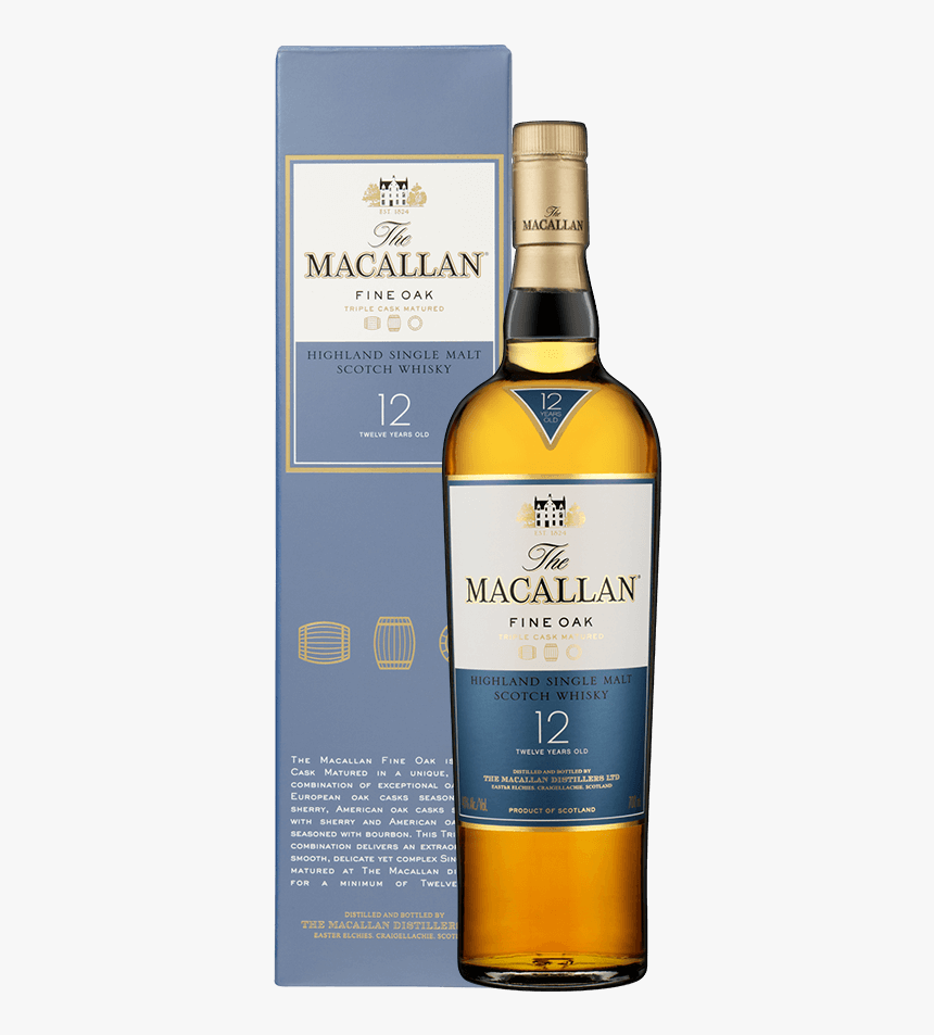 Macallan 12 Yr Old Single Malt Scotch Whisky 700m - Macallan 18 Year Old Fine Oak, HD Png Download