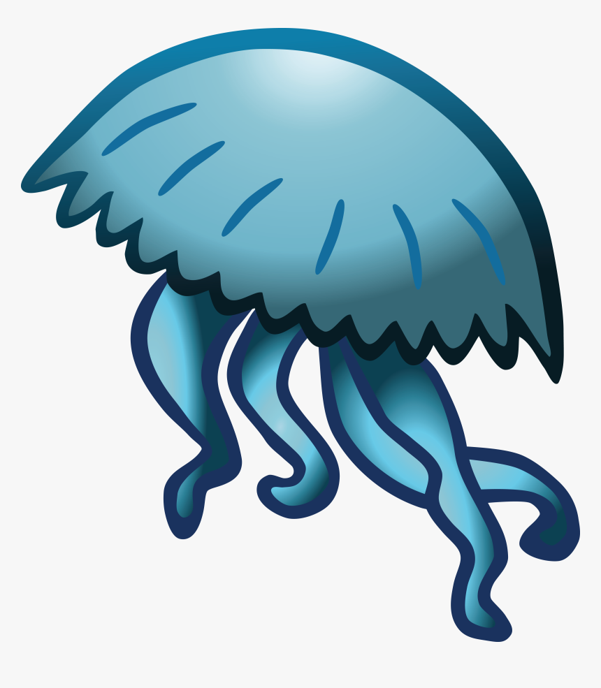 Free Clipart Of A Blue Jellyfish Moon Jelly Fish Cartoon, HD Png