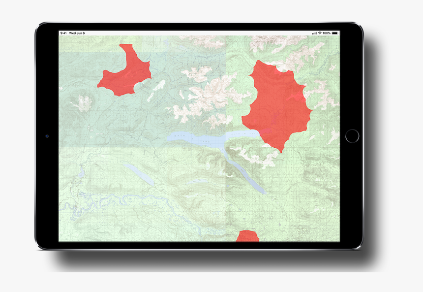 An Ipad Display, Showing The Current Wildfires Overlay - Atlas, HD Png Download