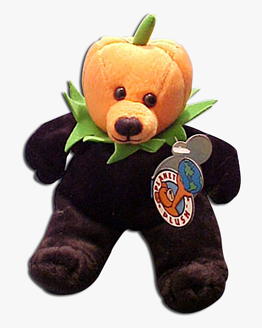 Planet Plush Jacko Bear With Black Body And Orange - Bear With A Pumpkin Head, HD Png Download
