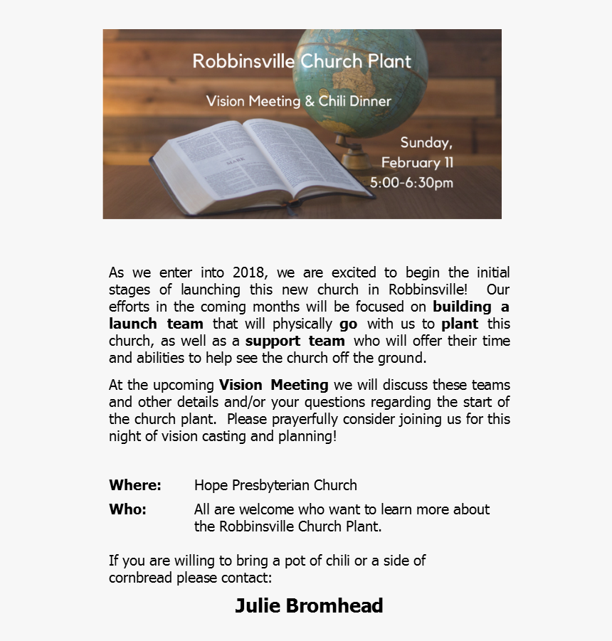 Robbinsville Church Plant Insert For Webpage - Brochure, HD Png Download