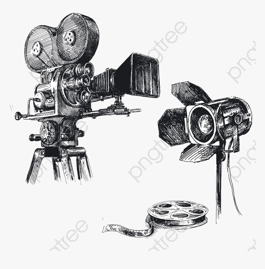 Camera Sketch Png - Movie Camera Drawing, Transparent Png