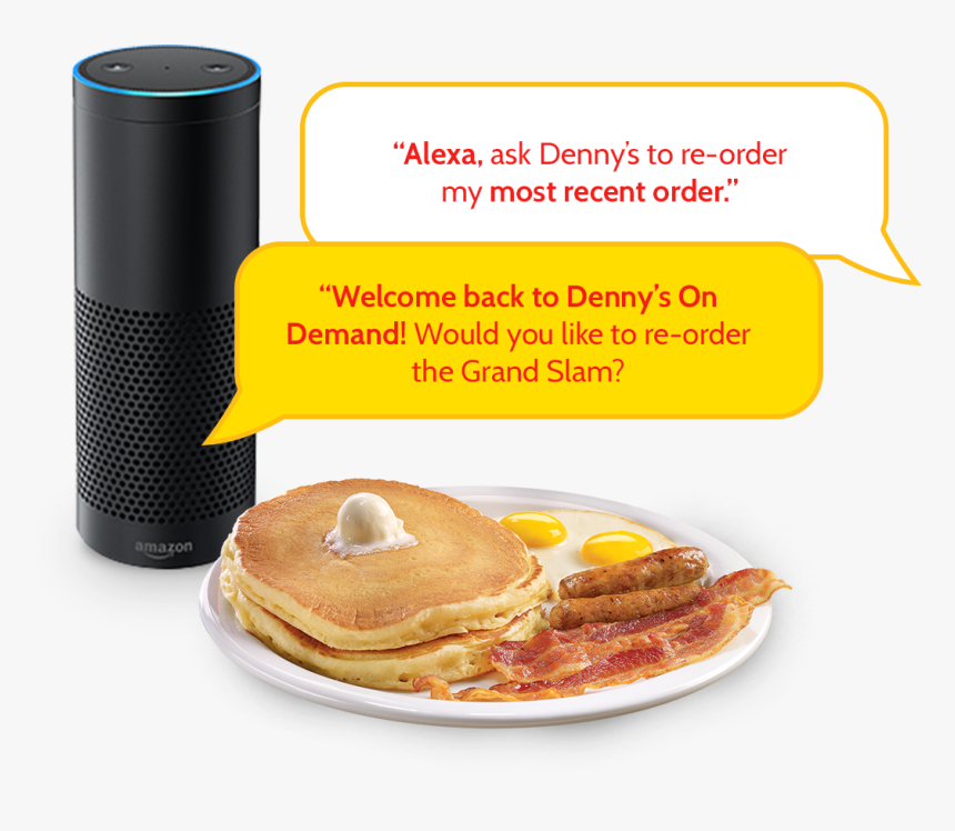 Amazon Echo With Word Bubbles Of Online Order Transaction - Dennys Veterans Day 2019, HD Png Download