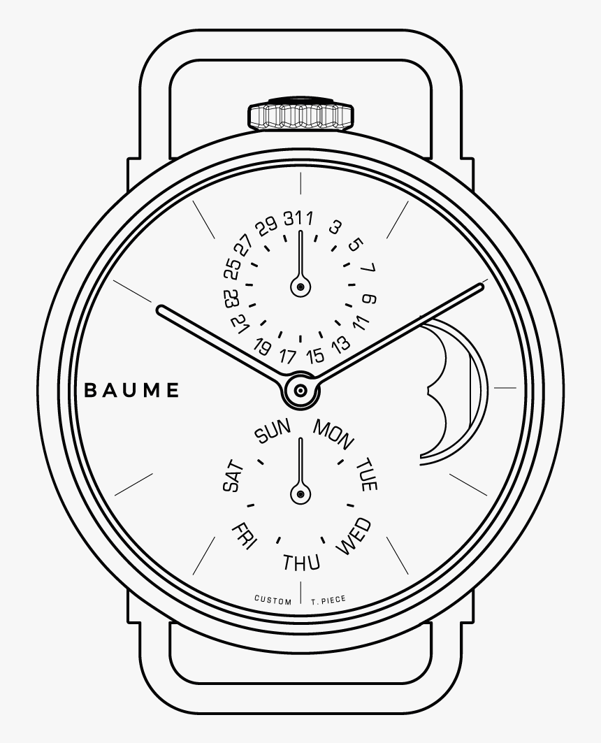 Custom Watch 35mm Moonphase - Line Art, HD Png Download
