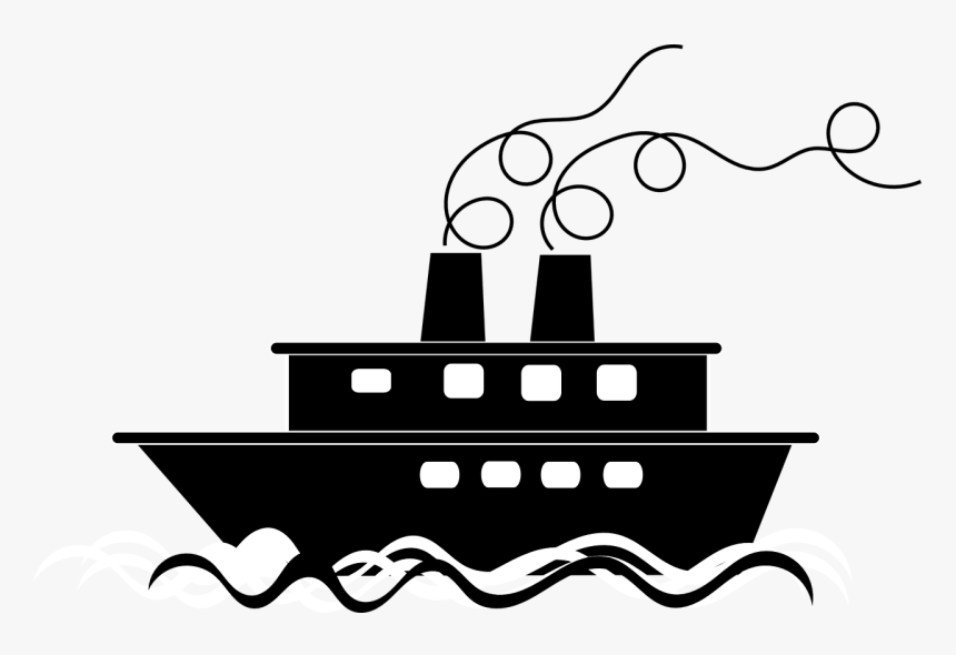 Black And White Transparent Background Boat Clipart, HD Png Download