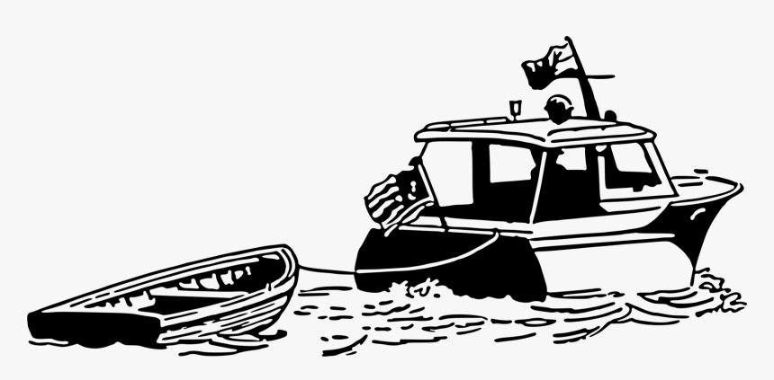 Line Art,style,coloring Book - Boat Pulling Another Boat, HD Png Download