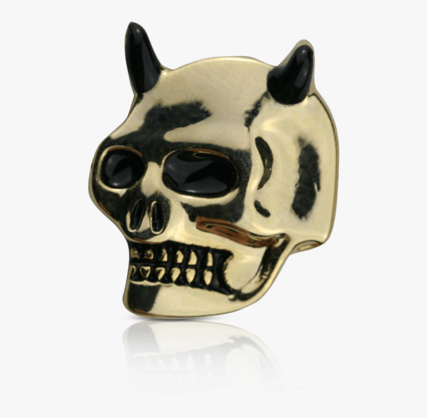 Gold Skull With Horns - Skull, HD Png Download