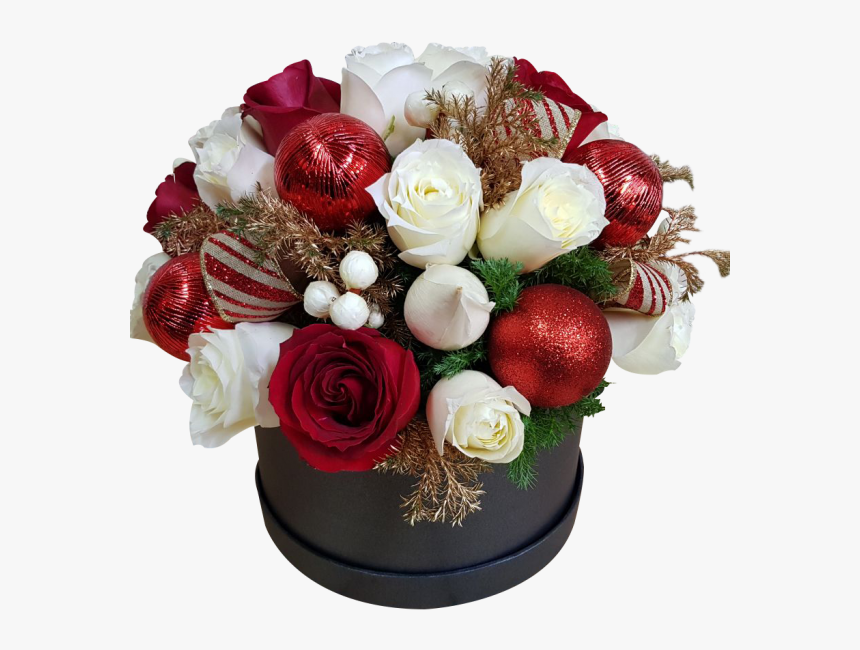 Caja De Rosas Y Esferas Navideñas - Garden Roses, HD Png Download