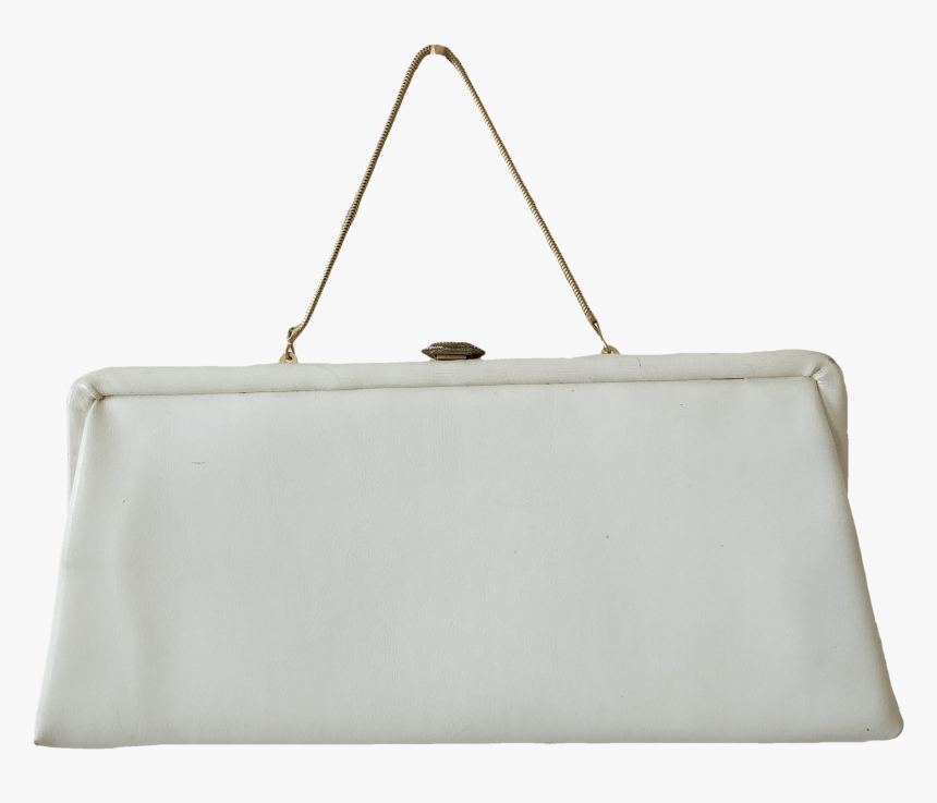 White Leather Rectangle Clutch With Gold Accent - Tote Bag, HD Png Download