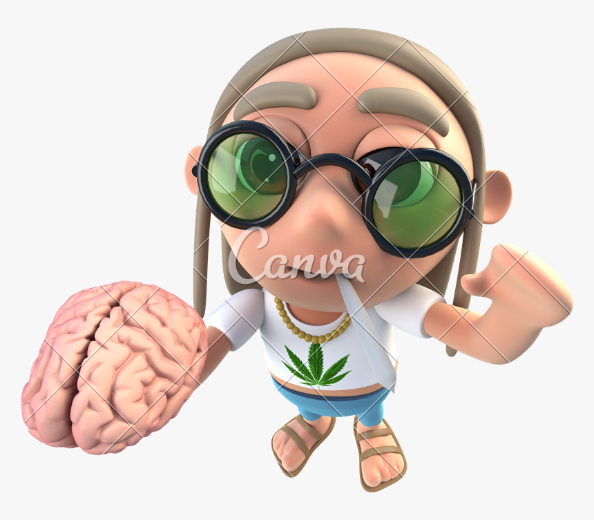 Funny Brain Images - 3d Funny Cartoon Hippy Stoner Character Holding, HD Png Download