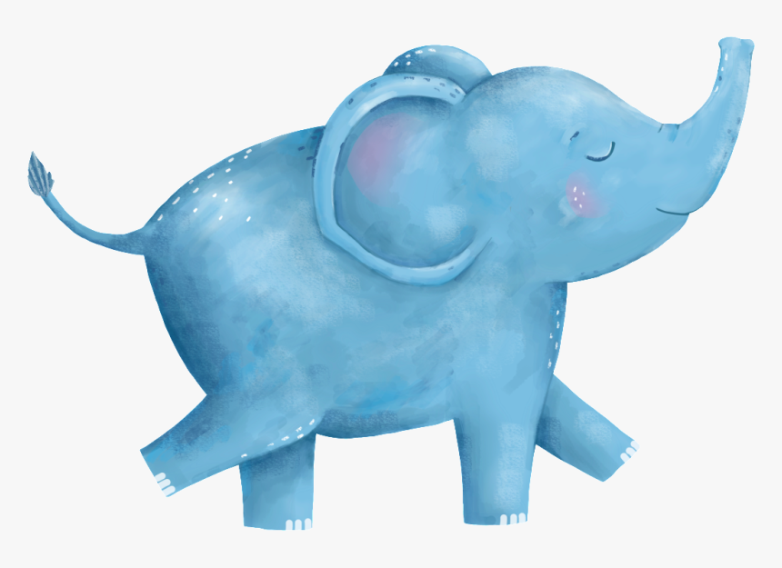 Pintado A Mano Azul Lindo Elefante Png Transparente - Happy Birthday Elephants Cards, Png Download