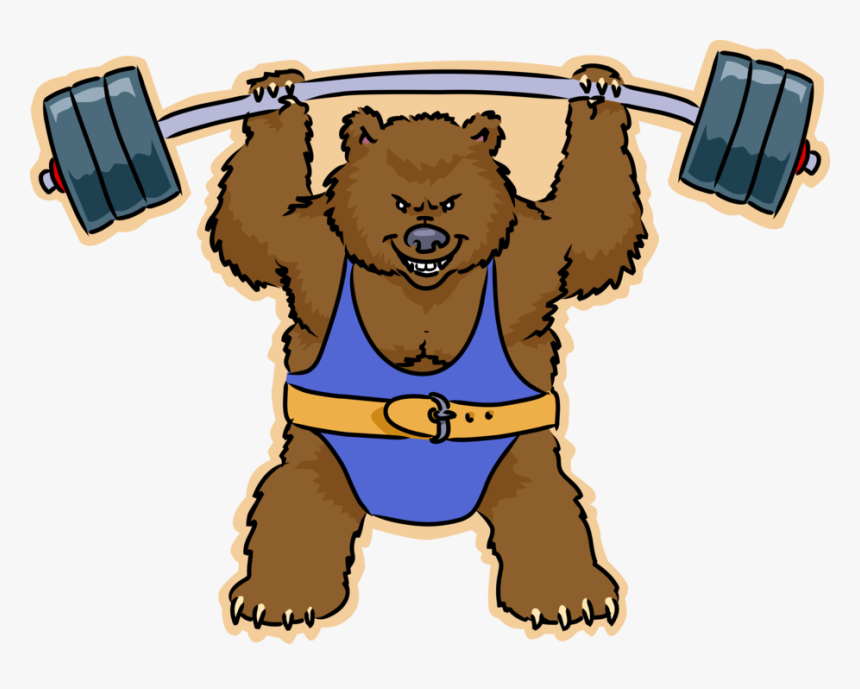 Vector Illustration Of Weightlifting Power Lifter Bear Cartoon Bear
