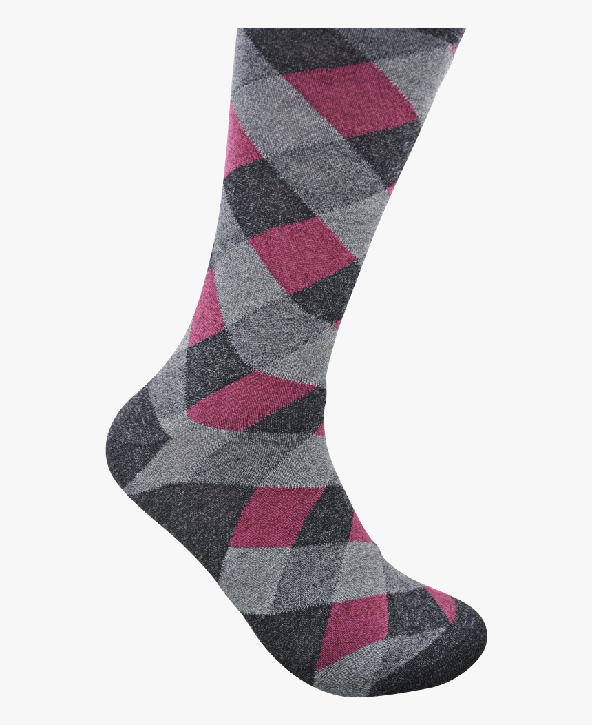 Geoff Nicholson Grey And Pink Square Socks - Sock, HD Png Download