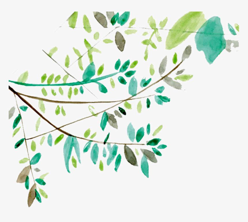 Ftestickers Watercolor Leaves Vines Greenery - Transparent Watercolor Clip Art Leaf, Hd Png Download , Transparent Png Image - Pngitem