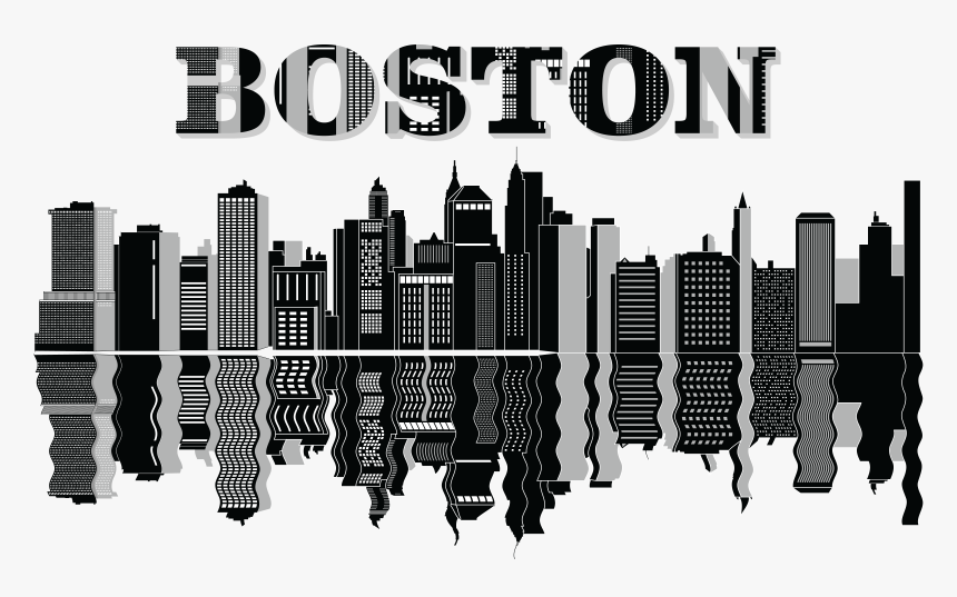 Free Clipart Of A Reflecting Boston City Skyline - Boston Skyline Clip Art, HD Png Download