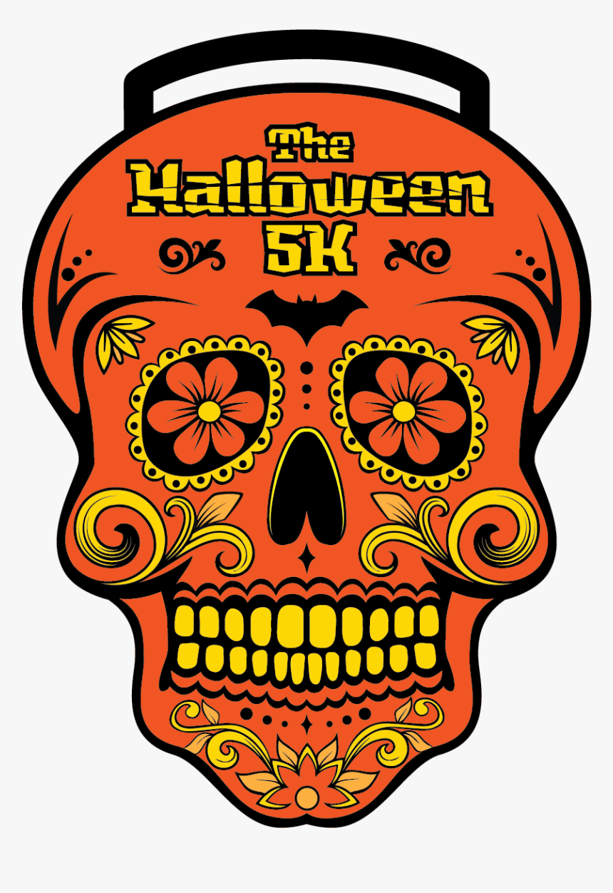 Sugarskull Pink Backgrou Square Car Magnet - Halloween Virtual Run 2019, HD Png Download