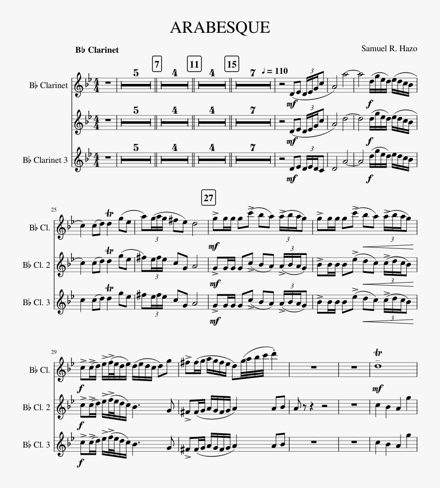 Arabesque Clarinet 3 Sheet Music, HD Png Download
