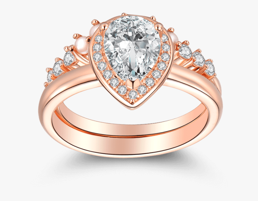 Anillo De Boda De Corona De Amor Conjunto Chapado En - Wedding Ring, HD Png Download
