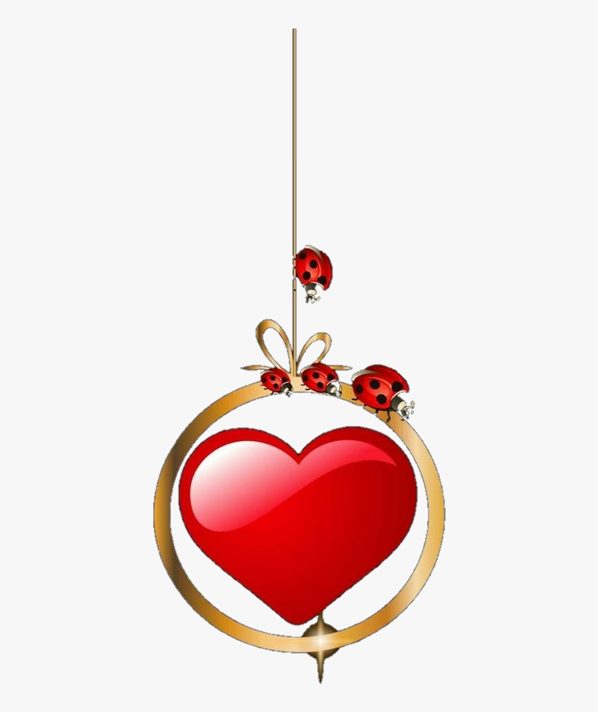 #hanging #hearts #red #ladybug - Heart, HD Png Download