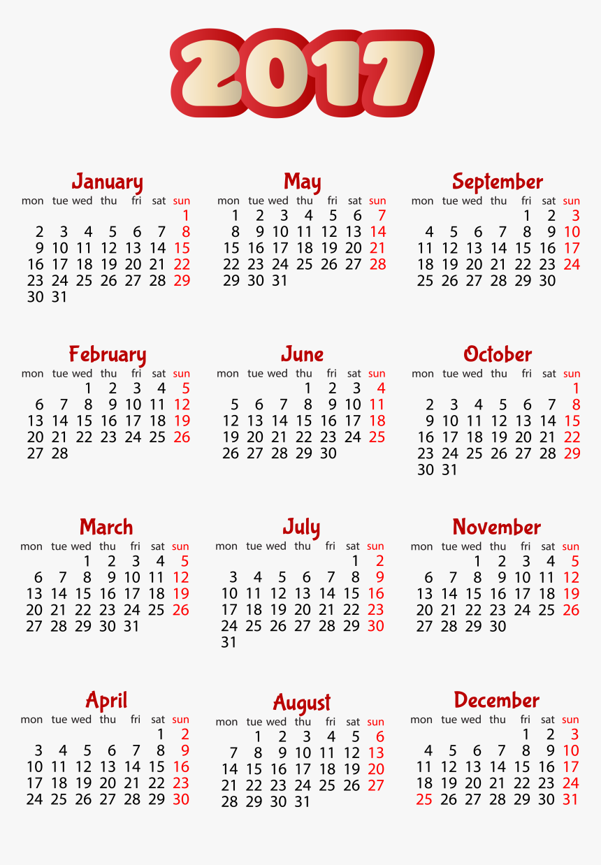Calendar 2017, Smurfs, Design Elements, Projects To - 2017 Calendar Transparent Background, HD Png Download