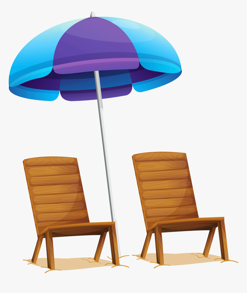 Transparent Chair Clip Art - Beach Chair With Umbrella Png, Png Download