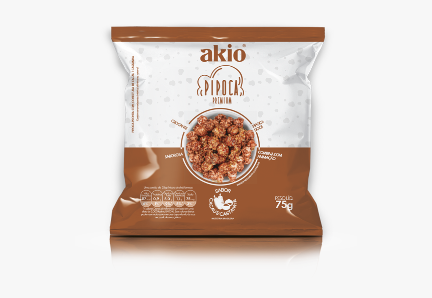 Akio Pipoca Premium Cacau E Castanha - Pipoca Akio, HD Png Download
