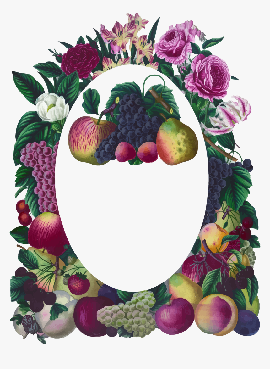 Vintage Floral And Fruit Frame Clip Arts - Floral Frame Oval Vintage, HD Png Download
