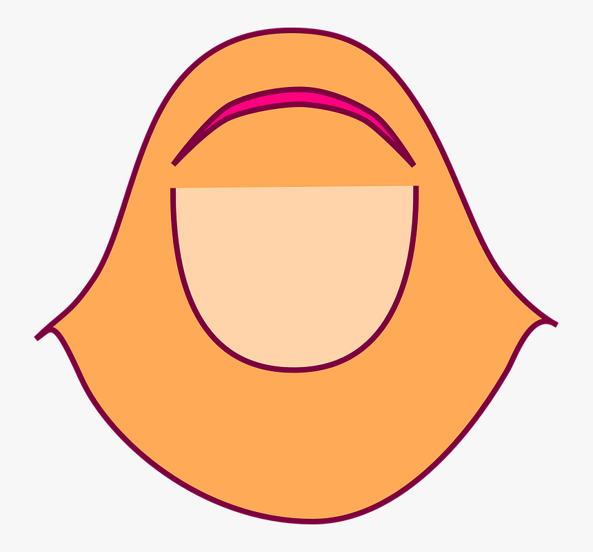Muslim, Islam, Girl, Head, Face, Hair, Blank, Female - Kerudung Kartun, HD Png Download