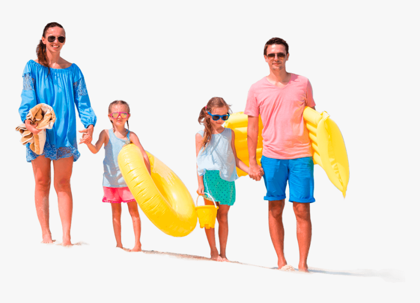 Familia Feliz En La Playa De Cancun Con Globos - Familia En La Playa Png, Transparent Png