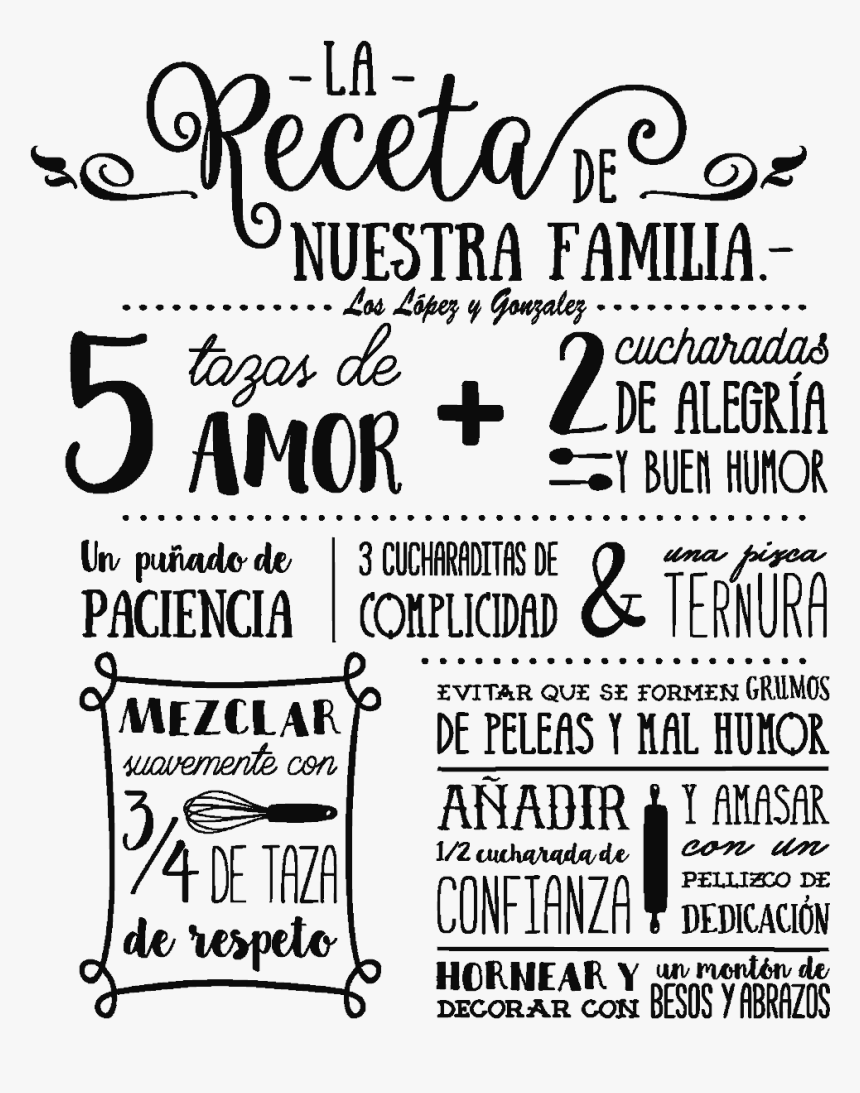 Vinilo Decorativo La Receta De Nuestra Familia, HD Png Download