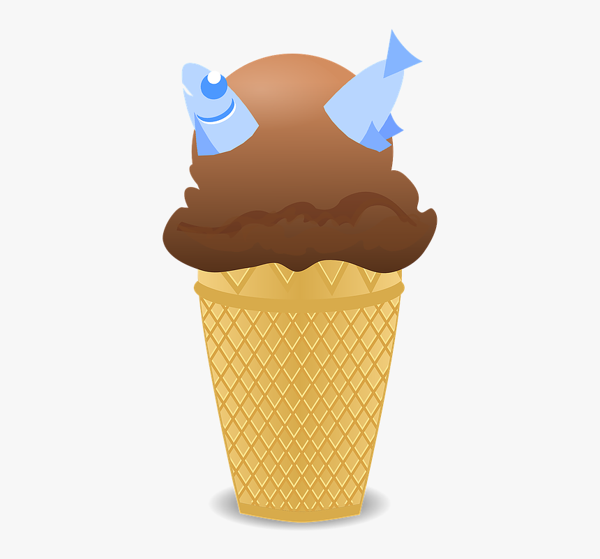 Ice Cream, Sardines, Fish, Chocolate, Cone - Chocolate Ice Cream Cone Vector, HD Png Download