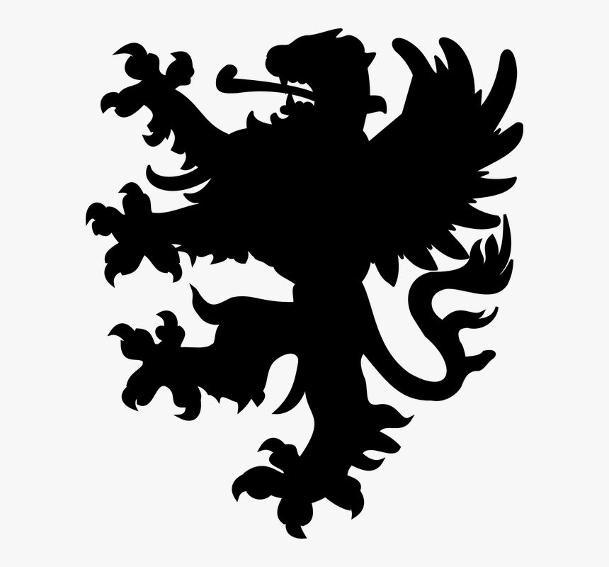 León, Con Alas, Animal Heráldico, Silueta, Garras - Lion Crest Png, Transparent Png