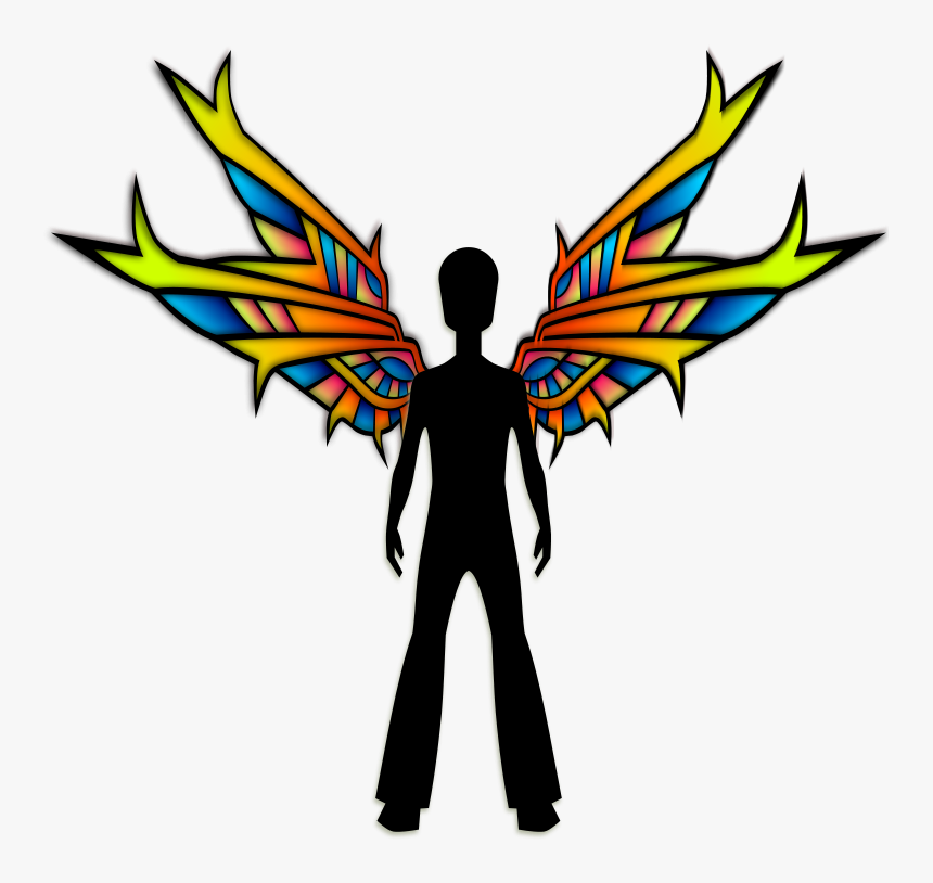 Wings Black - Cartoon Boy With Wing, HD Png Download