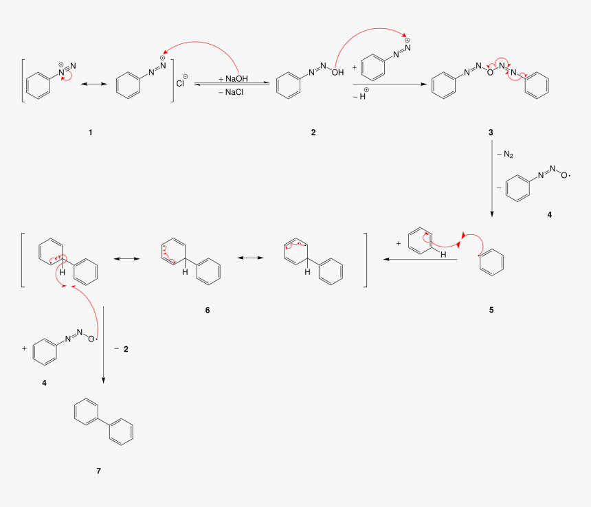 Gomberg Bachmann Reaction Mechn - Gomberg Bachmann Reaction Mechanism, HD Png Download