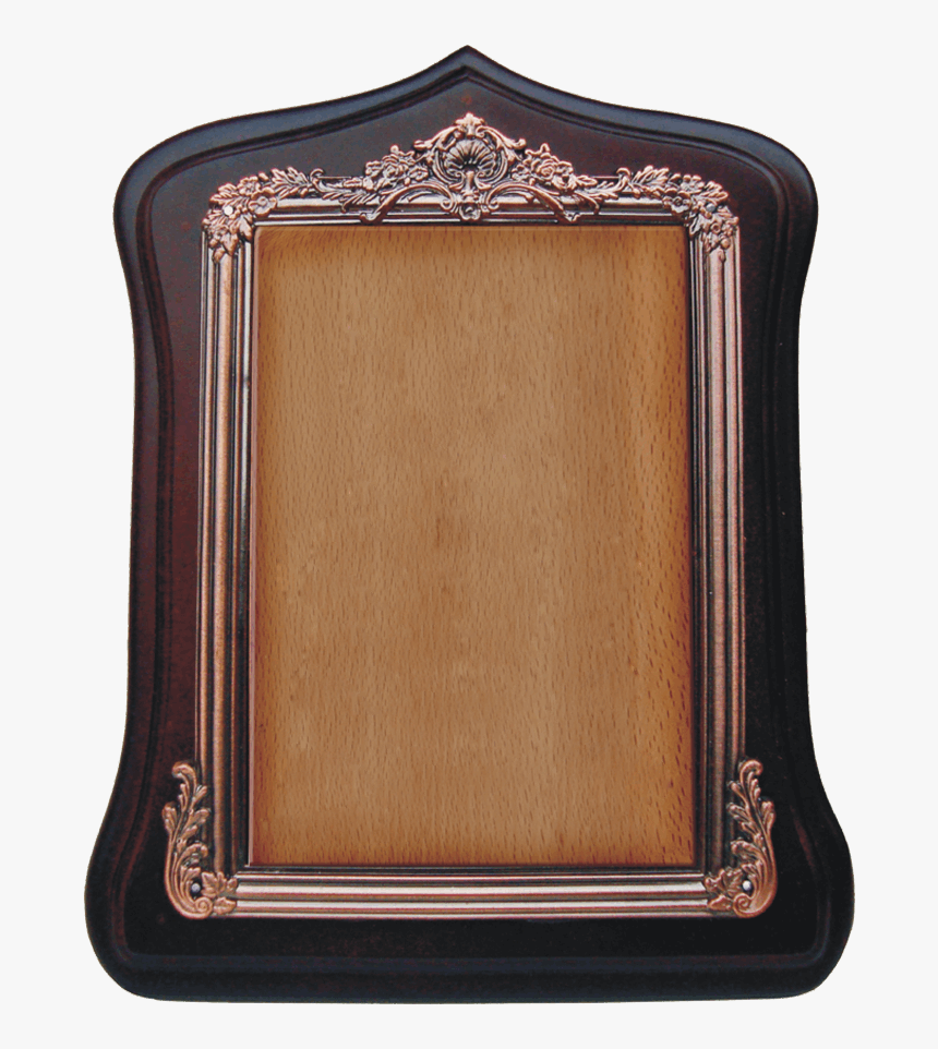 Wooden Plaque With Walnut Finish And Metal Frame - Picture Frame, HD Png Download