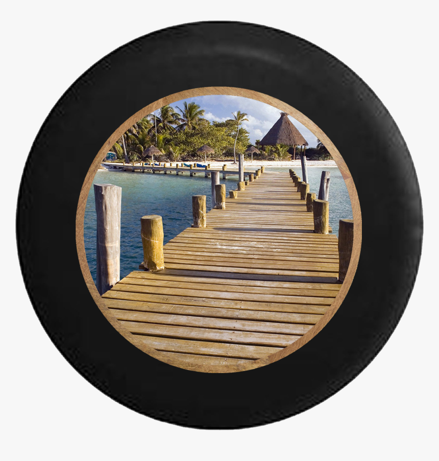 Jeep Liberty Tire Cover With Beach Wooden Dock Print - Wallpaper, HD Png Download