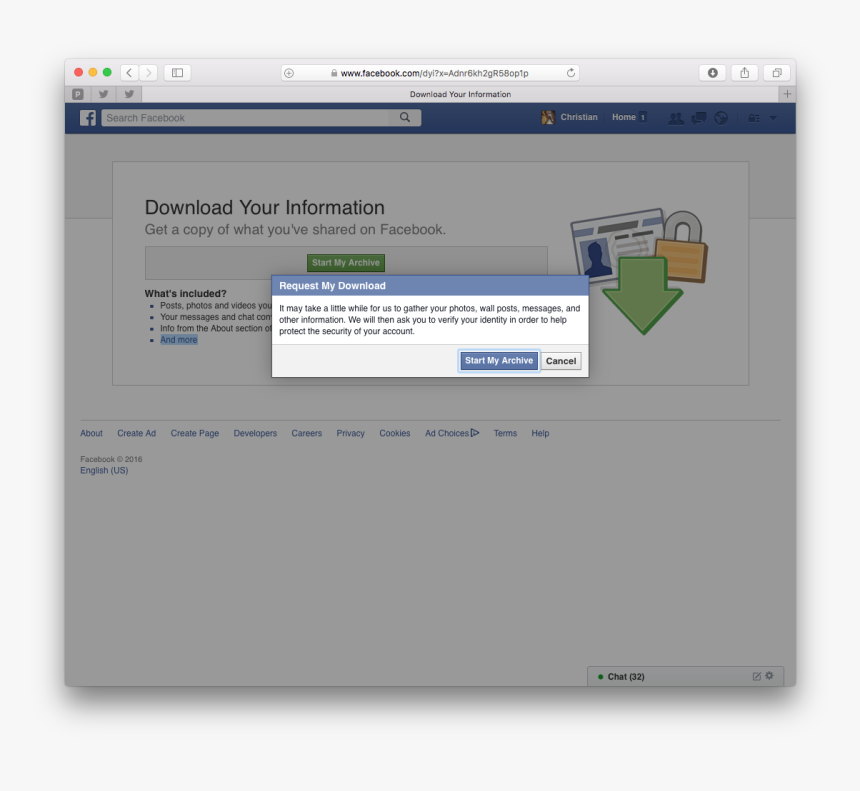 Facebook Archive Lock, HD Png Download