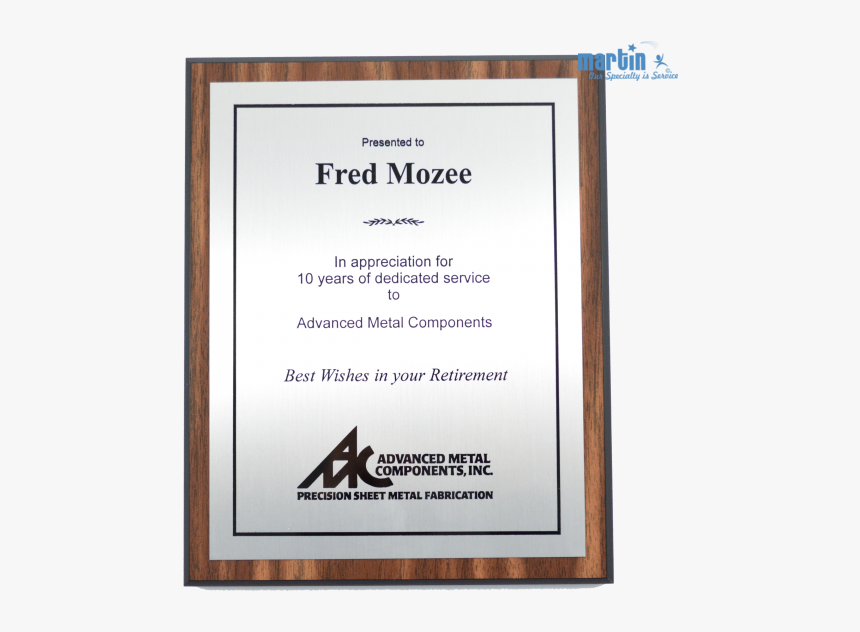 Walnut Finish Plaque With Silver Plate - Diploma, HD Png Download