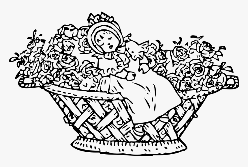 Baby In Rose Basket Svg Clip Arts - Lisa Loves To Listen To A Lovely Lullaby Poem, HD Png Download