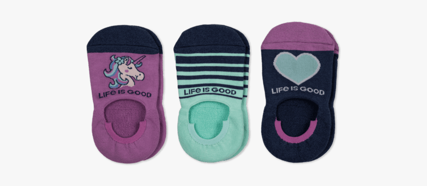 3-pack Girls Unicorn & Heart Cushioned Invisible No - Sock, HD Png Download