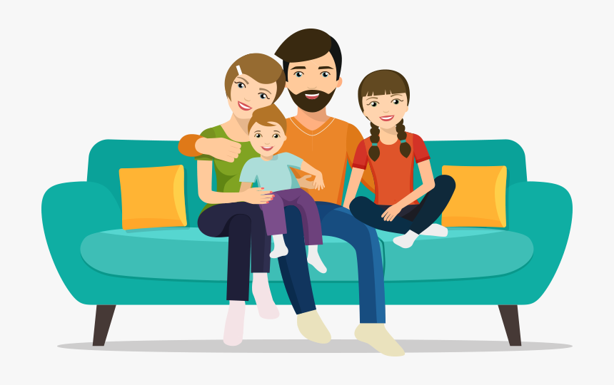 Clip Art Family Sitting On Couch - Sitting On Sofa Clipart, HD Png ...